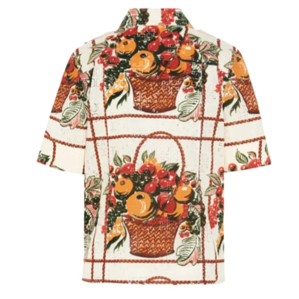 Tory Burch Printed Camp Shirt sz 0 - Picture 2 of 9